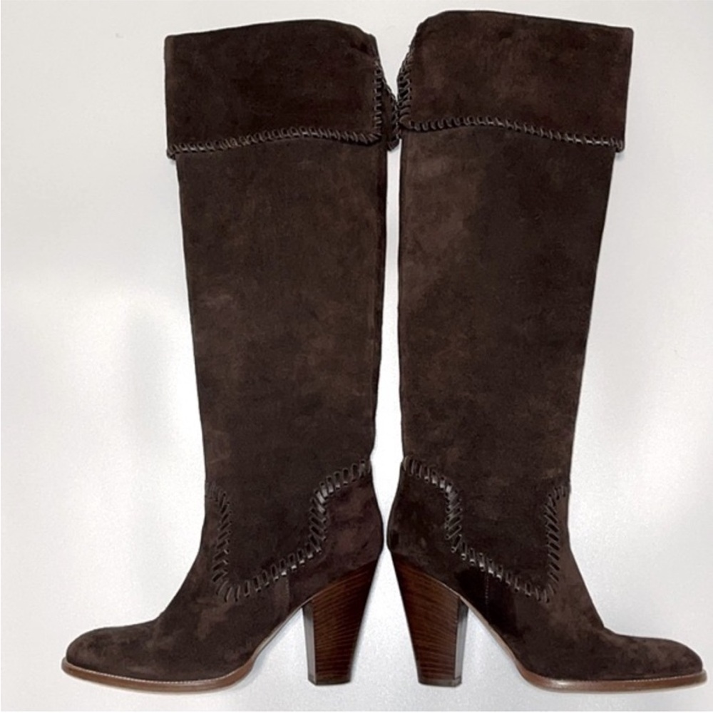 Michael Kors Neptune Brown Suede Knee Boots Size 8